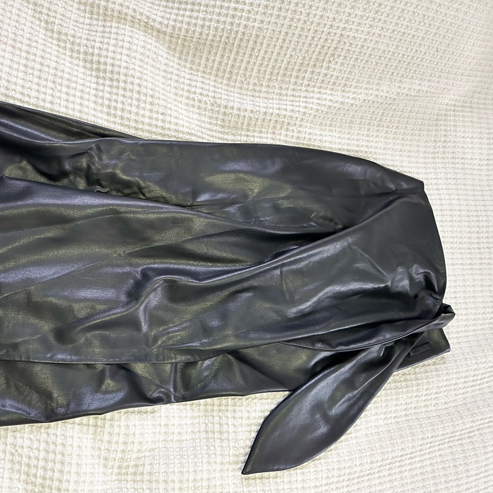 Nanushka vegan leather midi wrap skirt